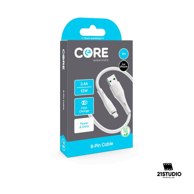 Core 8-Pin Cable 1m TPE White 2.4A 12W CORE