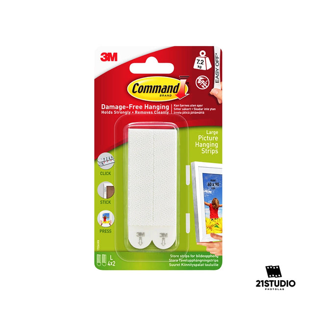 Command Large Picture Hanging Strip White 7kg 4pairs COMMAND
