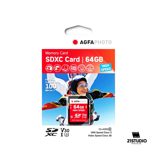 AGFAPHOTO 64GB SDXC UHS-1 U1 V10 21STUDIO PHOTOLAB