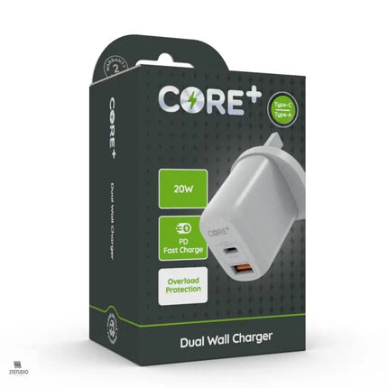 CORE+DUAL WALL CHARGER 20W CORE