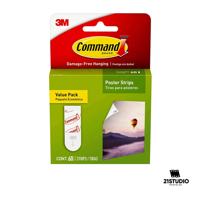 Command poster hanging strips small White 60-strips COMMAND