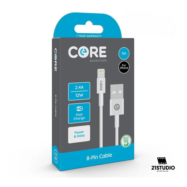 Core 8-Pin Cable 1m TPE White 2.4A 12W CORE