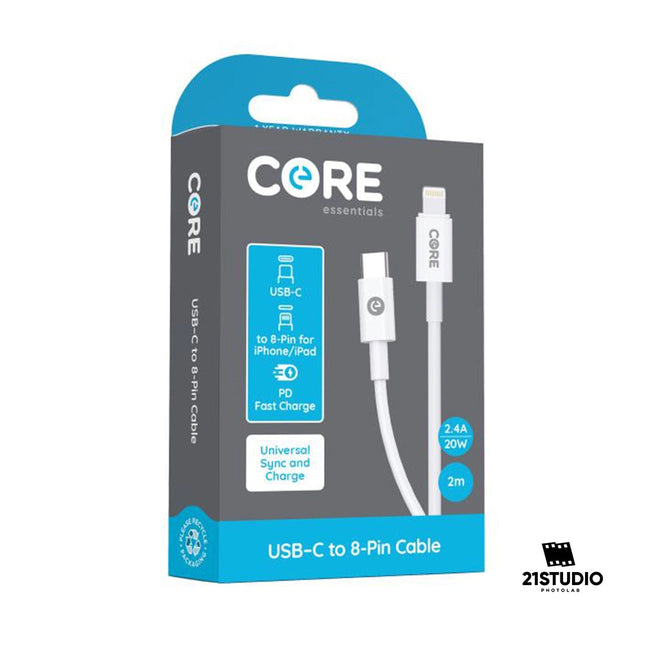 Core 8-Pin to Type-C 2m 2.4A 20W 21STUDIO PHOTOLAB