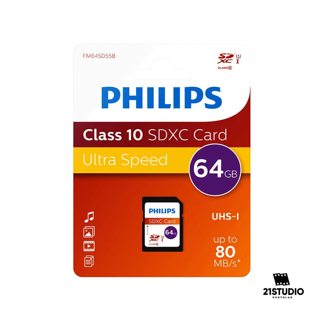 Philips SDXC Memory Card class 10 UHS-I 64GB 21STUDIO PHOTOLAB