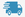 Blue delivery truck icon on a white background