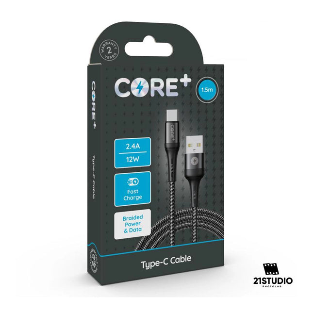 CORE+ Type-C Cable 1.5m Braided Grey CORE+