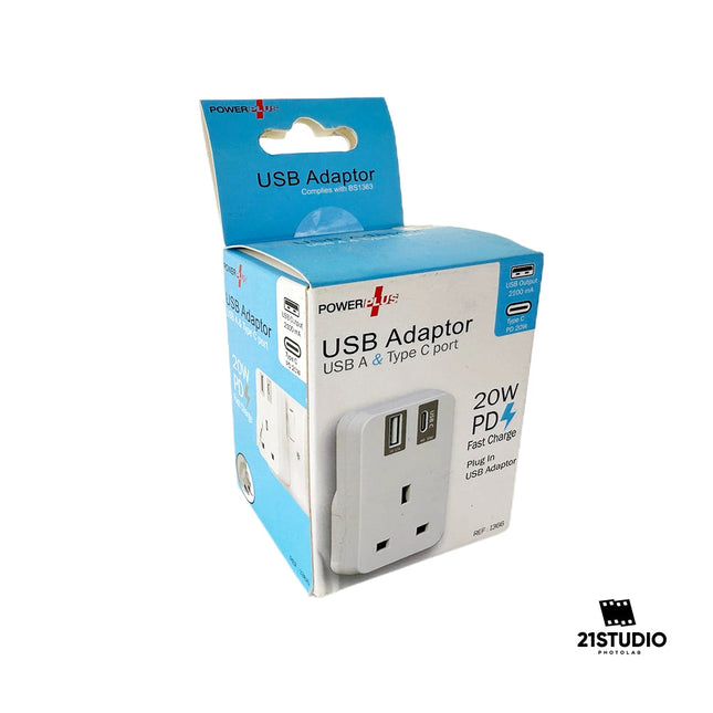 POWER PLUS USB Adaptor USB A & USB C Port 20w Power Plus