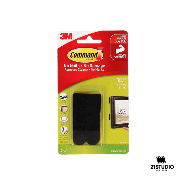 Command Medium Picture Hanging Strip Black 5.4Kg 4 21STUDIO PHOTOLAB