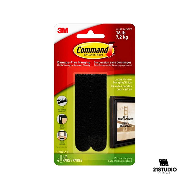 Command Large Picture Hanging Strip Black 7.2kg 4p 21STUDIO PHOTOLAB